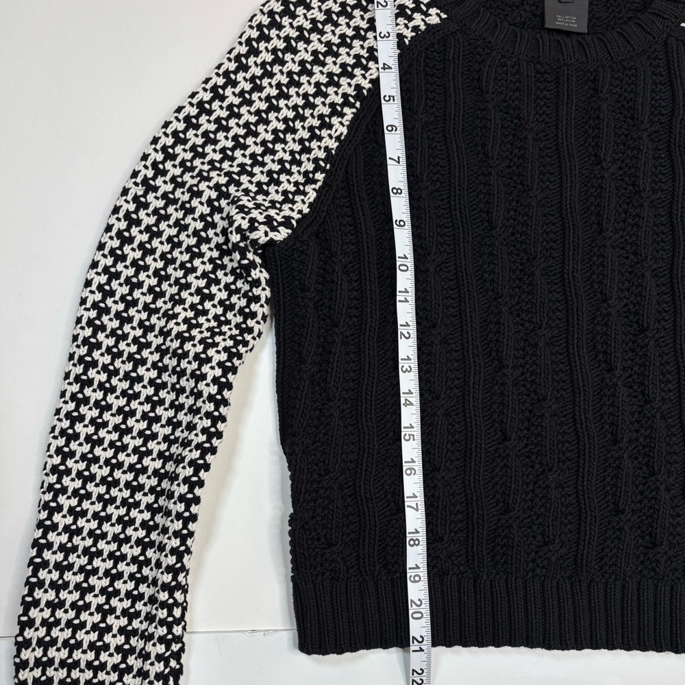 Miss Wu Jason Wu Black White Chunky Cable Knit Houndstooth Designer Sweater - Picture 6 of 11